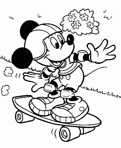 Coloriage Disney Mickey skate
